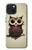 S0360 café Chouette Etui Coque Housse pour iPhone 15