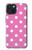 S2358 Rose à pois Etui Coque Housse pour iPhone 15