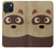 S2825 Mignon raton laveur animé Dessin Etui Coque Housse pour iPhone 15