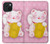 S3025 Rose Maneki Neko chat chanceux Etui Coque Housse pour iPhone 15