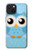 S3029 Bleu mignon Chouette Etui Coque Housse pour iPhone 15