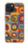 S3409 Carrés cercles concentriques Etui Coque Housse pour iPhone 15