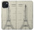 S3474 Dessin Architectural Eiffel Etui Coque Housse pour iPhone 15