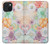 S3705 Fleur florale pastel Etui Coque Housse pour iPhone 15