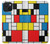 S3814 Composition de dessin au trait Piet Mondrian Etui Coque Housse pour iPhone 15