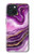 S3896 Stries d'or en marbre violet Etui Coque Housse pour iPhone 15