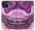 S3896 Stries d'or en marbre violet Etui Coque Housse pour iPhone 15