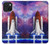 S3913 Navette spatiale nébuleuse colorée Etui Coque Housse pour iPhone 15