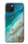 S3920 Couleur bleu océan abstrait émeraude mélangée Etui Coque Housse pour iPhone 15