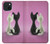 S1832 Chat d'amour Etui Coque Housse pour iPhone 15 Plus