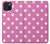 S2358 Rose à pois Etui Coque Housse pour iPhone 15 Plus