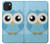 S3029 Bleu mignon Chouette Etui Coque Housse pour iPhone 15 Plus
