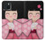 S3042 Japon fille Hina Sakura Kimono Poupée Etui Coque Housse pour iPhone 15 Plus