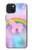 S3070 Arc en ciel pastel ciel Licorne Etui Coque Housse pour iPhone 15 Plus