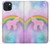 S3070 Arc en ciel pastel ciel Licorne Etui Coque Housse pour iPhone 15 Plus