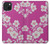 S3924 Fond rose fleur de cerisier Etui Coque Housse pour iPhone 15 Plus