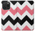 S1849 Rose Noir Chevron Zigzag Etui Coque Housse pour iPhone 15 Pro