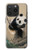 S2210 Peinture Art Panda Fluffy Etui Coque Housse pour iPhone 15 Pro