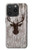 S2505 Tête de Renne Vieux bois Texture graphique Etui Coque Housse pour iPhone 15 Pro