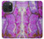 S2907 Violet Turquoise Pierre Etui Coque Housse pour iPhone 15 Pro