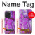 S2907 Violet Turquoise Pierre Etui Coque Housse pour iPhone 15 Pro