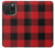 S2931 Rouge Buffle motif de vérification Etui Coque Housse pour iPhone 15 Pro