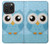 S3029 Bleu mignon Chouette Etui Coque Housse pour iPhone 15 Pro