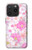 S3036 Flore de fleur rose douce Etui Coque Housse pour iPhone 15 Pro