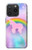 S3070 Arc en ciel pastel ciel Licorne Etui Coque Housse pour iPhone 15 Pro