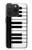 S3078 Noir et blanc Clavier de piano Etui Coque Housse pour iPhone 15 Pro