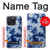 S3439 Tissu Indigo Tie Dye Etui Coque Housse pour iPhone 15 Pro
