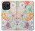 S3705 Fleur florale pastel Etui Coque Housse pour iPhone 15 Pro