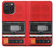 S3204 Rouge Cassette Recorder graphique Etui Coque Housse pour iPhone 15 Pro Max