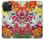S3205 Fleurs Art Retro Etui Coque Housse pour iPhone 15 Pro Max