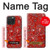 S3354 Rouge classique Bandana Etui Coque Housse pour iPhone 15 Pro Max