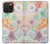 S3705 Fleur florale pastel Etui Coque Housse pour iPhone 15 Pro Max