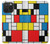 S3814 Composition de dessin au trait Piet Mondrian Etui Coque Housse pour iPhone 15 Pro Max