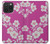 S3924 Fond rose fleur de cerisier Etui Coque Housse pour iPhone 15 Pro Max