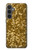 S3388 Imprimer or Glitter Graphic Etui Coque Housse pour Samsung Galaxy S23 FE