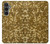 S3388 Imprimer or Glitter Graphic Etui Coque Housse pour Samsung Galaxy S23 FE