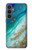 S3920 Couleur bleu océan abstrait émeraude mélangée Etui Coque Housse pour Samsung Galaxy S23 FE