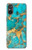 S2906 Aqua Turquoise Pierre Etui Coque Housse pour Sony Xperia 5 V