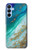 S3920 Couleur bleu océan abstrait émeraude mélangée Etui Coque Housse pour Samsung Galaxy A15 5G