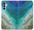 S3920 Couleur bleu océan abstrait émeraude mélangée Etui Coque Housse pour Samsung Galaxy A15 5G