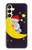 S2849 Mignon Lune Nuit Sleepy Chouette Etui Coque Housse pour Samsung Galaxy A25 5G