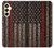 S3804 Graphique de drapeau de ligne rouge en métal de pompier Etui Coque Housse pour Samsung Galaxy A25 5G