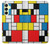 S3814 Composition de dessin au trait Piet Mondrian Etui Coque Housse pour Samsung Galaxy A25 5G