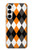 S3421 Noir Orange Blanc Argyle Plaid Etui Coque Housse pour Samsung Galaxy A35 5G