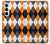 S3421 Noir Orange Blanc Argyle Plaid Etui Coque Housse pour Samsung Galaxy A35 5G
