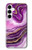 S3896 Stries d'or en marbre violet Etui Coque Housse pour Samsung Galaxy A35 5G